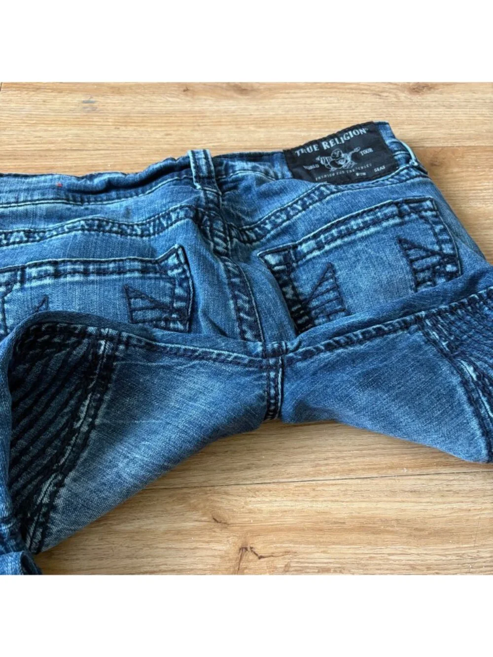 True Religion Rocco Relaxed Skinny Moto Leg MR Denim Jeans Blue Men’s Size 30